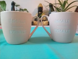 Pair Of Inhale/Exhale Large Yoga Mugs - Inhale Exhale On Each Side Of The Mugs - Picture 1 of 15