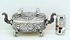 TH. Marthinsen Norway Sterling Silver Kvarberg Tureen Dragon Feet & Handle Motif - Picture 1 of 11