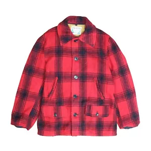 Giacca cappotto da caccia vintage stemma di pino taglia 38 rosso a quadretti - Foto 1 di 8