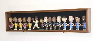 Bobblehead Display Case Long 15 Pcs Action Figure Walnut Wood Cabinet Shadow Box - Picture 1 of 6