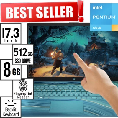 HP 17.3" TouchScreen Laptop 512GB SSD Intel Pentium 7505 8GB Backlit Keyboard BT - Image 1 of 2
