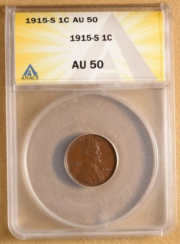 1915 S Lincoln Wheat Penny ANACS AU50 Cover