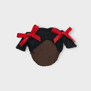 VTG 90s Little Girl Barette Small African American Black Girl Red Bow Pigtails - Picture 1 of 2