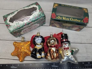 Mundgeblasenes Ornament Set Gold Seestern Schneemann schwarzer Hund braun Hund schön  - Bild 1 von 8