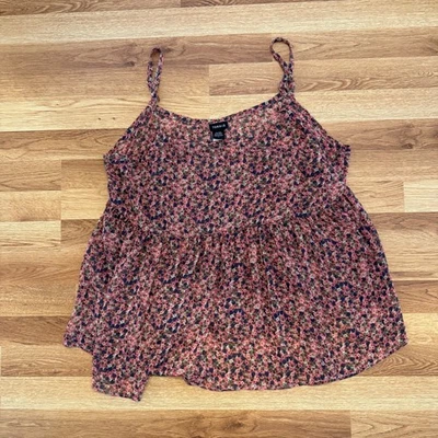 Torrid Women's 1X Floral Smocked Tube Top Boho Strapless Pink Blue Festival - Image 1 of 4