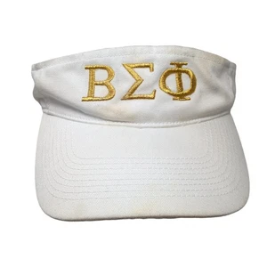 Beta Sigma Phi Strapback Visor Hat White One Size Adjustable Embroidered - Picture 1 of 9