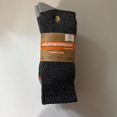 Weatherproof thermal crew socks five pairs Men’s shoe size 6-12 - Image 1 of 4