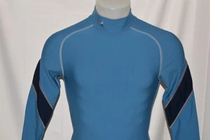 UNDER ARMOUR Small Men's L/S Nylon Blend Tjight Fit Mock Neck Pullover Blue - Picture 1 of 6