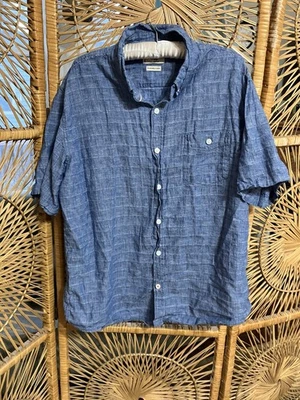 Xtra Large Blue Men’s Weatherproof Vintage Linen Shirt - Image 1 of 3