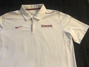 Stanford Cardinals Polo Shirt Mens Large White Nike Dri Fit Performance On Field - Picture 1 of 8
