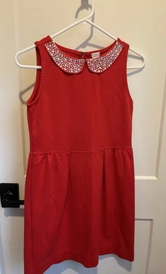 Vestido sin mangas J.Crew Cuts Holiday Sparkle cuello/rojo-niña talla 14” Foto 1 de 4