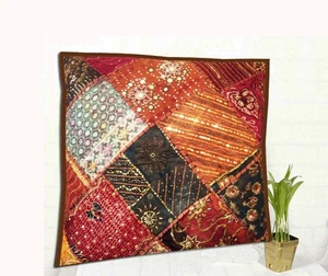 Funda de almohada de cojín bordado arte retazos hechos a mano de 24" regalo de Navidad - Imagen 1 de 10