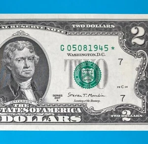 May 8, 1945 / 5 August 1945 (G 05081945 *) BIRTHDAY Note $2 Two Dollar Bill *UNC - Picture 1 of 4