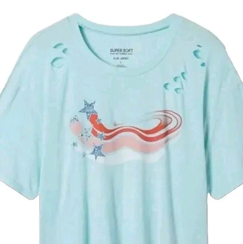 Torrid USA Relaxed Fit Super Soft Crop Tee Blue 2 2 20 #E95367