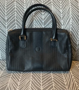 Fendi Vintage Pequin Stripe Black Boston Speedy Handbag Handle Purse - Bild 1 von 11