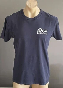 DEUS EX MACHINA Tee Navy Blue T-Shirt Short Sleeves White Print Mens Size M - Picture 1 of 7