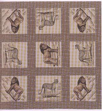 Manta tejida con estampado de collage de vida silvestre francesa de león y guepardo Foto 1 de 1