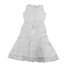 Milly Dress Womens Medium White Knit Diamond Cut Sleeveless Knee Length Nylon