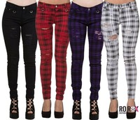 half tartan half black jeans