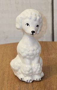 Vintage 2.25" Porcelain Sitting White Poodle Dog Figurine GUC - Picture 1 of 9