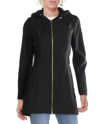 VIA SPIGA Mujer Chaqueta Abrigo Impermeable 18266V Cremallera Negro XS $200 Foto 1 de 4