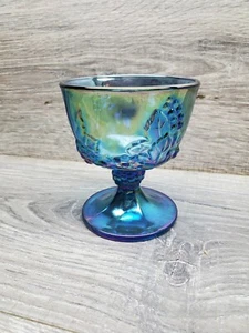 Soporte de azúcar de vidrio carnaval Indiana Harvest de colección, azul iridiscente - Imagen 1 de 5