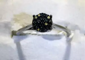 Anello a grappolo in argento sterling 0,25 ctw con diamanti blu (it0068) - Foto 1 di 1
