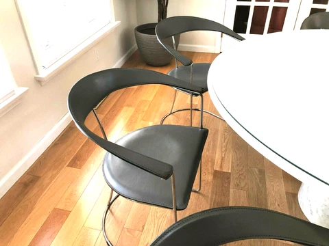1980s Arrben Leather Dining Chairs - Gray Color  - Set Of 4 Chairs Cover
