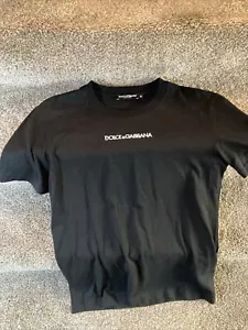 Dolce & Gabbana Men's Logo Short Sleeve T-shirt Black White Size Small Authentic - Picture 1 of 3