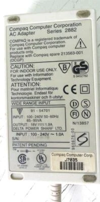 Netzteil Compaq AC Adapter Series 2882 In: AC 100-240 out DC 18V 1,9A RT-247 - Bild 1 von 4