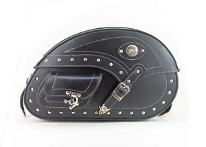Motorcycle Saddle Bags, PU Leather, Baikal mini, White stitching - Bild 1 von 9