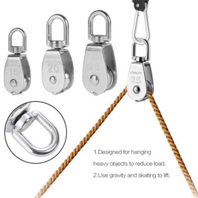 Stainless Steel single and double Pulley Block Wire Rope Hanging Towing Wheel - Image 1 of 4