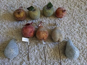 Menge 9 Perlen Zucker gefrostet Faux Obst Apfel Birne Granatapfel Weihnachtsschmuck - Bild 1 von 9