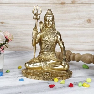 Shiva Statue Brass Mahadev Shiv Shankar Religious Hindu God Idol 10 Inch - Picture 1 of 6