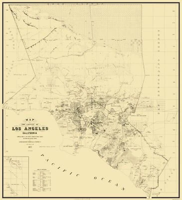 Mapa histórico del condado - Condado de Los Ángeles California - Salvaje 1877 - 23 x 25,19 Foto 1 de 4