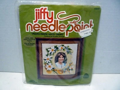 Kit Crewel Vintage Jiffy Stitchery con Marco de Fotos-Margaritas Blancas, Nuevo Foto 1 de 3