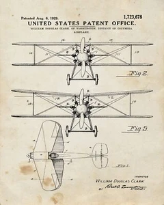 8723. Póster decorativo. Pared diseño interior habitación. Patente de invención. Avión - Imagen 1 de 1