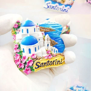 Imán de nevera de resina 3D hecho a mano recuerdo turístico de Santorini IDEA DE REGALO - Imagen 1 de 2