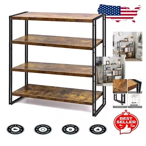 Durable 4-Tier Open Display Shelf - Eco-Friendly Industrial Bookcase for Home - Picture 1 of 11