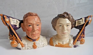 Royal Doulton Rare Small Character Jugs George VI Queen Elizabeth II Coronation - Picture 1 of 7
