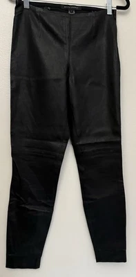 Ralph Lauren Black Label Women's Black Lamb Leather Pants W/Side Zipper Sz 8 - Image 1 of 4