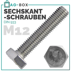 Sechskantschrauben M12 DIN 933 A2 VA Maschinen Gewinde Schrauben Vollgewinde - Bild 1 von 10