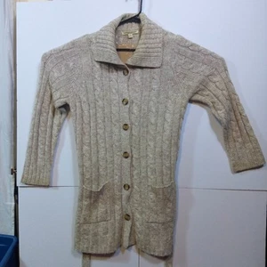 Women's Carolyn Taylor Button And Poketed Ribbed Sweater, Jacket Tan Beige 2x - Picture 1 of 9