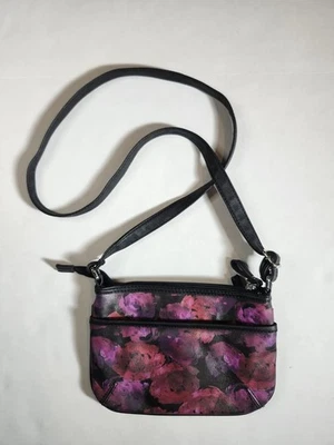 Bolso Bandolera Pequeño Style & Co - Negro con Rojo Rosa Púrpura Rosas Abstractas  Foto 1 de 4