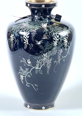 Black Japanese Cloisonne Vase by Hayashi Chuzo - Image 1 of 4