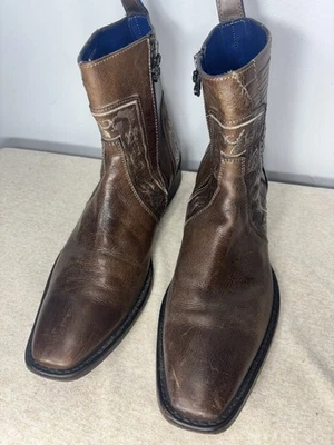 Mark Nason  Men’s Cipher Ebroidered Brown Leather Boots Italy Size  11.5 67527 - Image 1 of 4