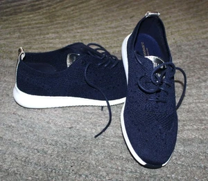 Women's 2.ZERØGRAND Wingtip Oxford Argento Metallic (Navy) -Optic White US 7.5 B - Picture 1 of 6
