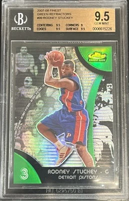 2007-08 Rodney Stuckey Topps Finest BGS 9.5 Green Refractor RC Jersey # #003/149 - Image 1 of 3