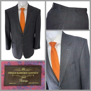 Vitale Barberis Canonico Anzug 42R grau rosa kariert Super 150s Wolle 34x30 2B2V YGI - Bild 1 von 21
