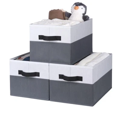 Cestas de almacenamiento para estantes, contenedores de almacenamiento de armario de tela con asas, plegables... Foto 1 de 4